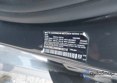 2022 BMW X5 xDrive40I from USA, damaged, VIN 5UXCR6C06N9M25080